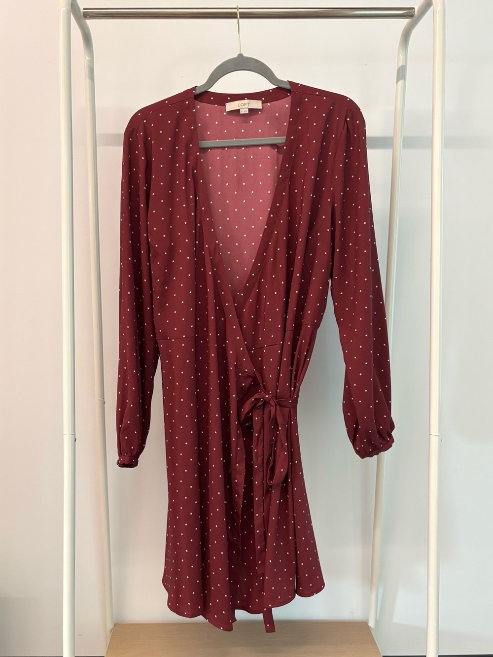 LOFT Burgundy Star Print‎ Wrap Dress